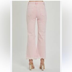 1822 Denim Women's 2 26 NEW Light Pink Flared Jeans Raw Hem Straight Mid Rise